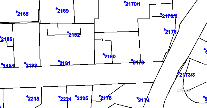 Parcela st. 2180 v KÚ Kročehlavy, Katastrální mapa