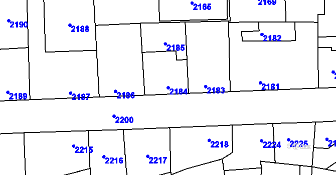 Parcela st. 2184 v KÚ Kročehlavy, Katastrální mapa