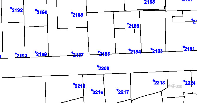 Parcela st. 2186 v KÚ Kročehlavy, Katastrální mapa