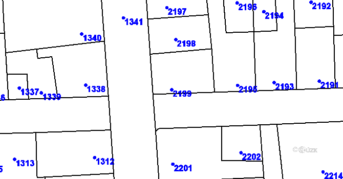 Parcela st. 2199 v KÚ Kročehlavy, Katastrální mapa