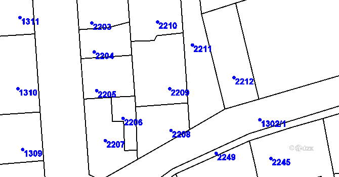 Parcela st. 2209 v KÚ Kročehlavy, Katastrální mapa