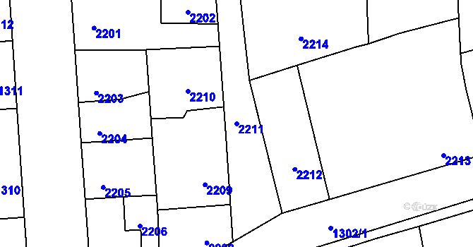 Parcela st. 2211 v KÚ Kročehlavy, Katastrální mapa
