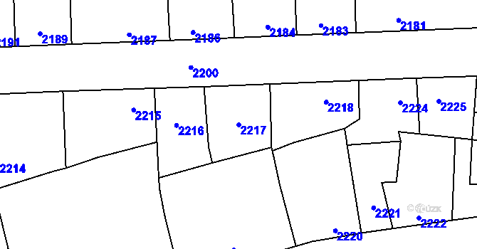 Parcela st. 2217 v KÚ Kročehlavy, Katastrální mapa