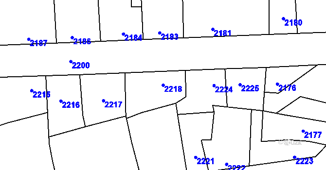 Parcela st. 2218 v KÚ Kročehlavy, Katastrální mapa