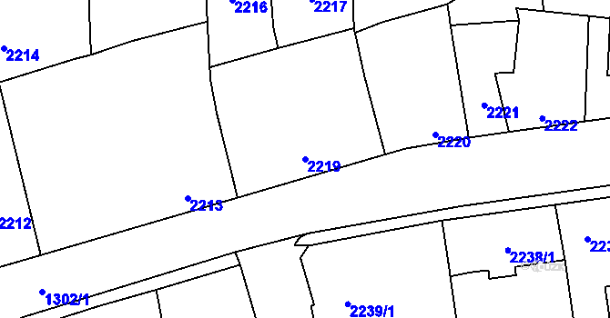 Parcela st. 2219 v KÚ Kročehlavy, Katastrální mapa