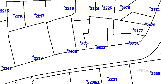 Parcela st. 2221 v KÚ Kročehlavy, Katastrální mapa