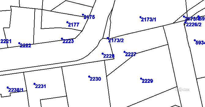 Parcela st. 2228 v KÚ Kročehlavy, Katastrální mapa