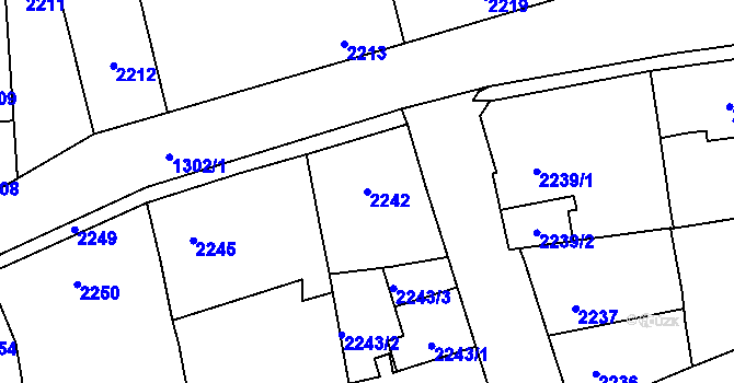 Parcela st. 2242 v KÚ Kročehlavy, Katastrální mapa