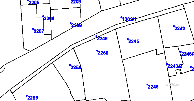 Parcela st. 2250 v KÚ Kročehlavy, Katastrální mapa