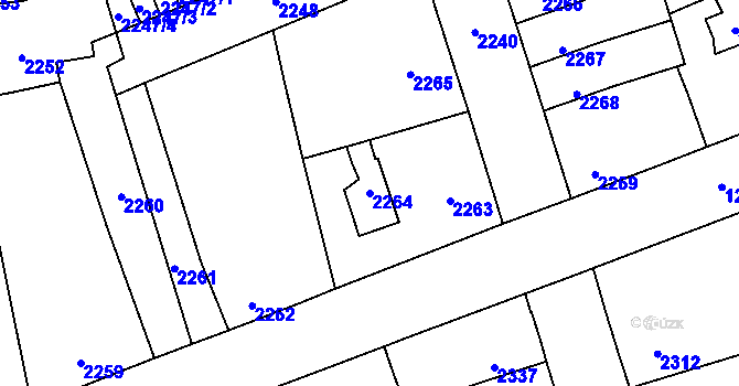 Parcela st. 2264 v KÚ Kročehlavy, Katastrální mapa