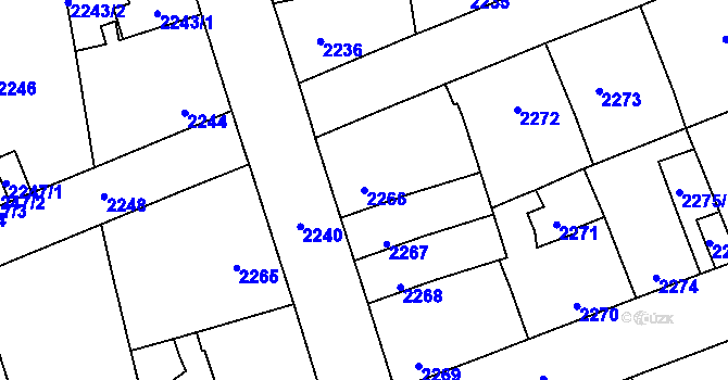 Parcela st. 2266 v KÚ Kročehlavy, Katastrální mapa