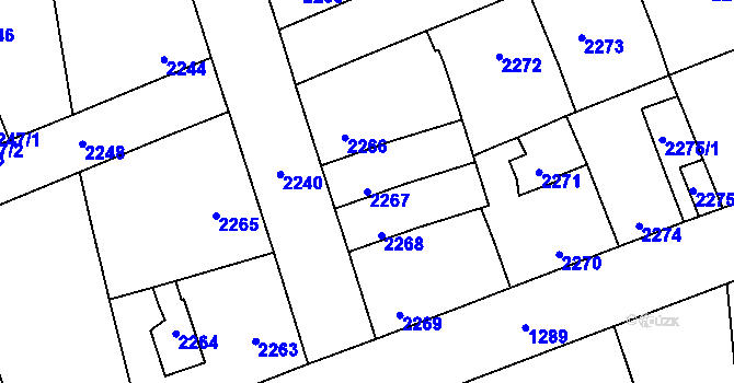 Parcela st. 2267 v KÚ Kročehlavy, Katastrální mapa