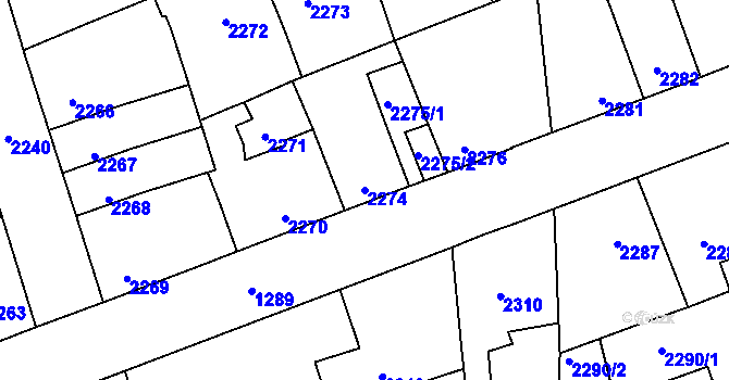 Parcela st. 2274 v KÚ Kročehlavy, Katastrální mapa