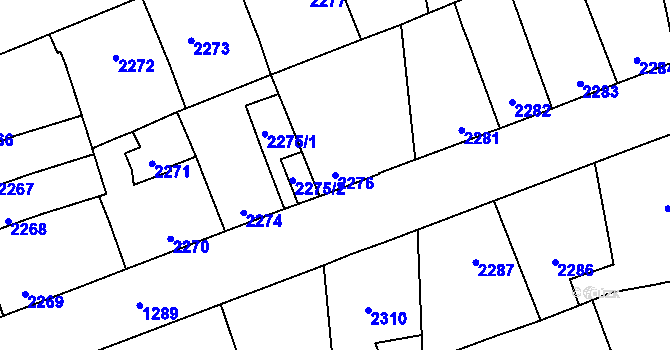 Parcela st. 2276 v KÚ Kročehlavy, Katastrální mapa