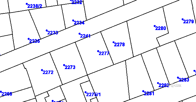 Parcela st. 2277 v KÚ Kročehlavy, Katastrální mapa