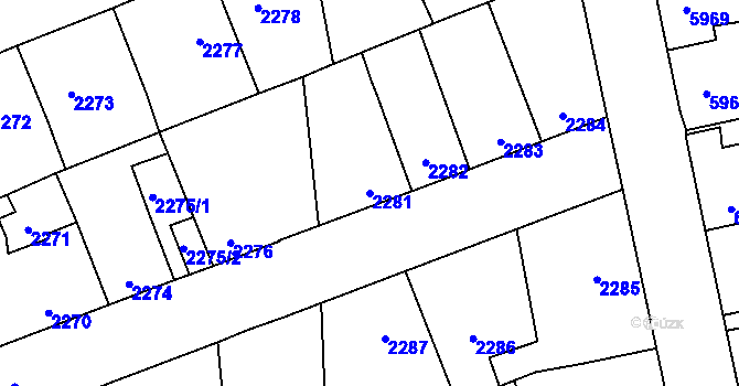 Parcela st. 2281 v KÚ Kročehlavy, Katastrální mapa