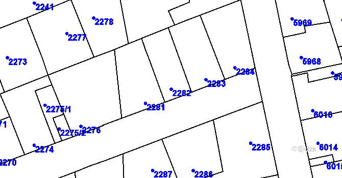 Parcela st. 2282 v KÚ Kročehlavy, Katastrální mapa