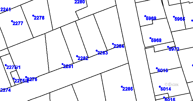 Parcela st. 2283 v KÚ Kročehlavy, Katastrální mapa