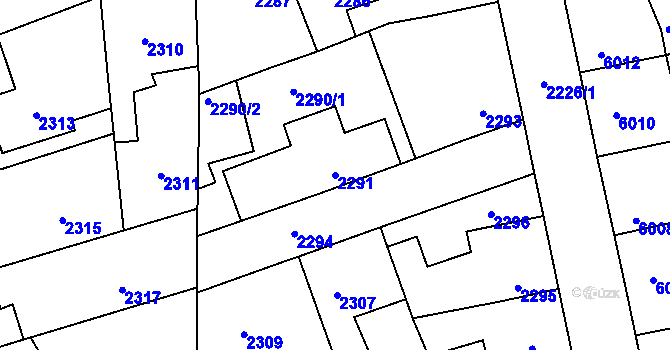 Parcela st. 2291 v KÚ Kročehlavy, Katastrální mapa