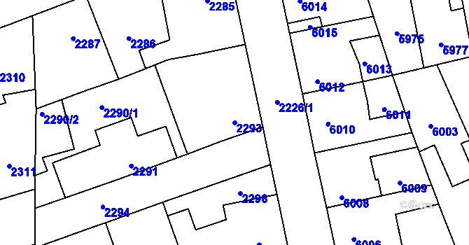 Parcela st. 2293 v KÚ Kročehlavy, Katastrální mapa
