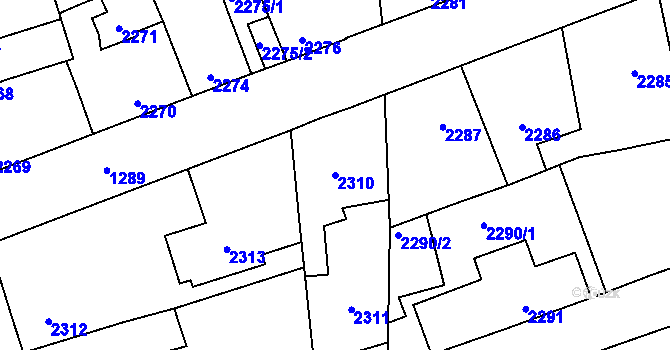 Parcela st. 2310 v KÚ Kročehlavy, Katastrální mapa