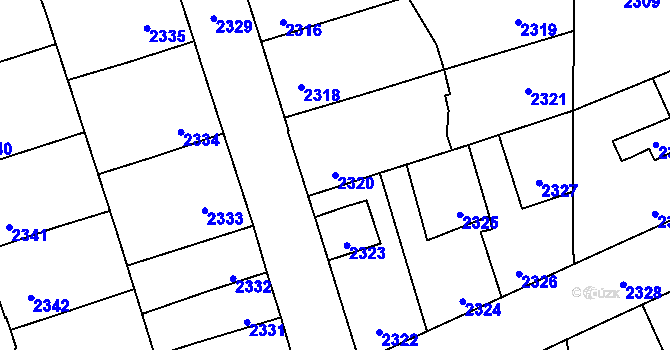 Parcela st. 2320 v KÚ Kročehlavy, Katastrální mapa