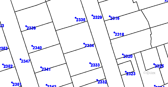 Parcela st. 2334 v KÚ Kročehlavy, Katastrální mapa