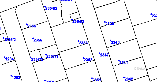 Parcela st. 2353 v KÚ Kročehlavy, Katastrální mapa