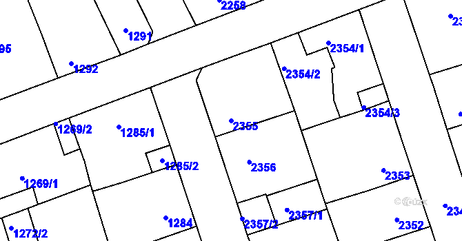 Parcela st. 2355 v KÚ Kročehlavy, Katastrální mapa