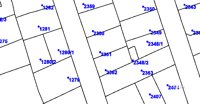 Parcela st. 2361 v KÚ Kročehlavy, Katastrální mapa