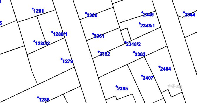 Parcela st. 2362 v KÚ Kročehlavy, Katastrální mapa