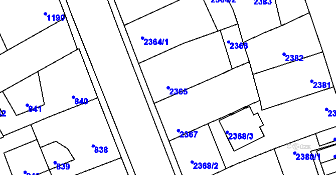 Parcela st. 2365 v KÚ Kročehlavy, Katastrální mapa