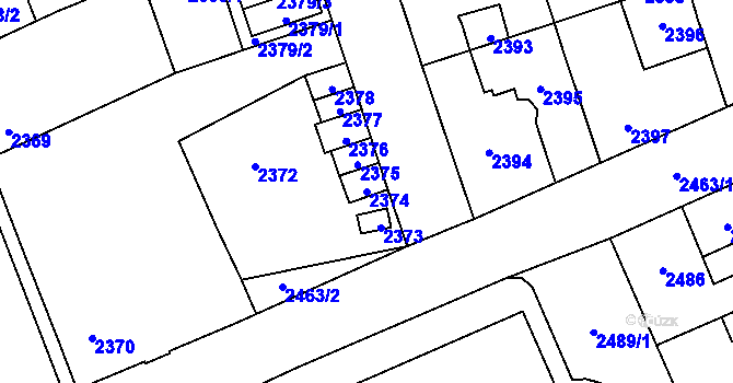 Parcela st. 2374 v KÚ Kročehlavy, Katastrální mapa