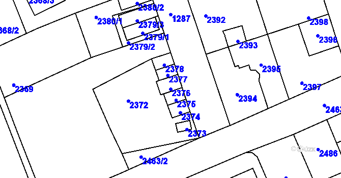 Parcela st. 2376 v KÚ Kročehlavy, Katastrální mapa