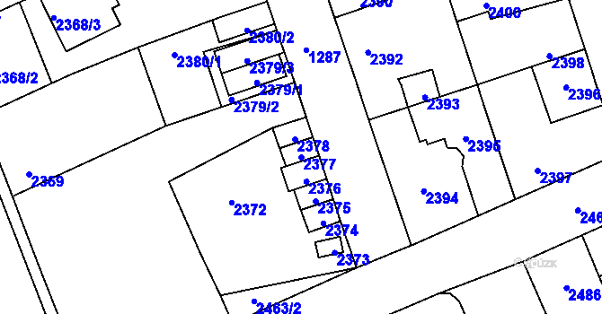 Parcela st. 2377 v KÚ Kročehlavy, Katastrální mapa