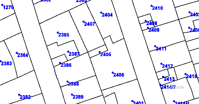 Parcela st. 2405 v KÚ Kročehlavy, Katastrální mapa