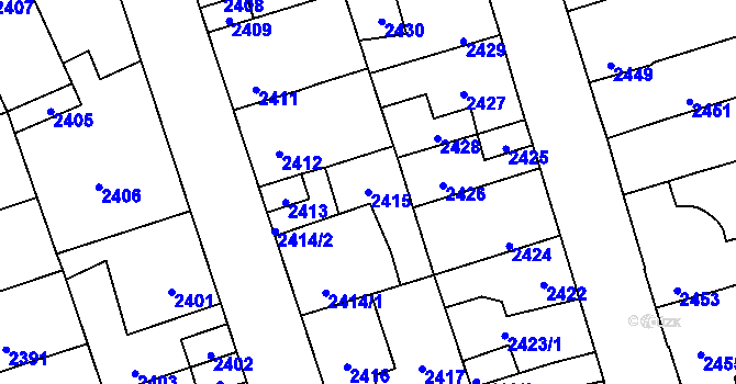 Parcela st. 2415 v KÚ Kročehlavy, Katastrální mapa