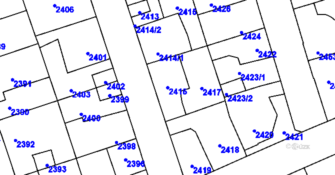 Parcela st. 2416 v KÚ Kročehlavy, Katastrální mapa