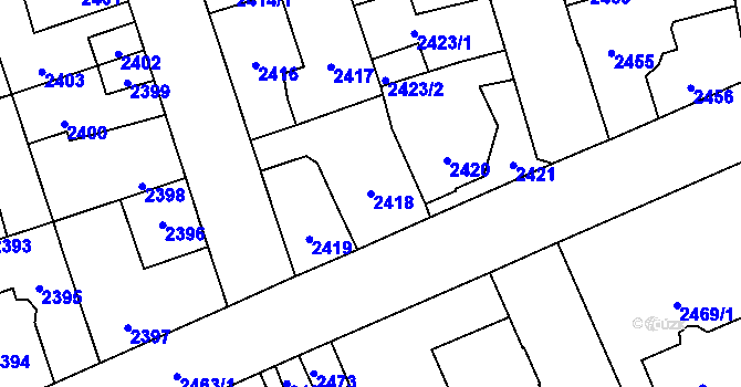 Parcela st. 2418 v KÚ Kročehlavy, Katastrální mapa
