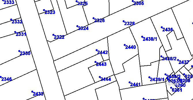 Parcela st. 2442 v KÚ Kročehlavy, Katastrální mapa