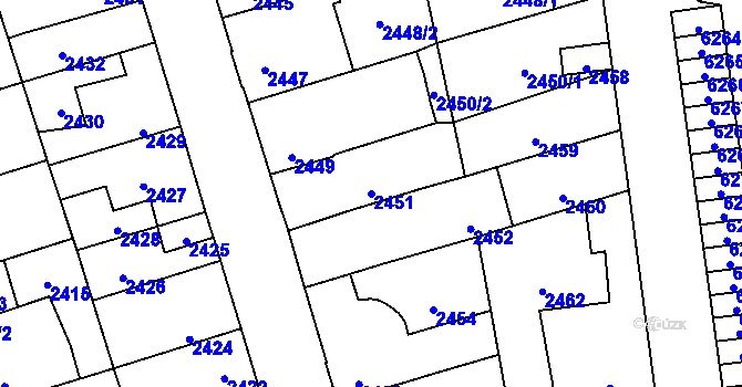 Parcela st. 2451 v KÚ Kročehlavy, Katastrální mapa