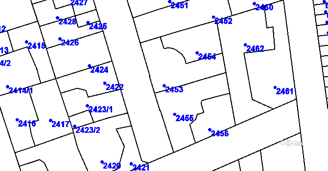Parcela st. 2453 v KÚ Kročehlavy, Katastrální mapa