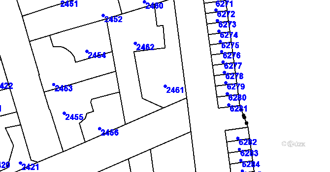 Parcela st. 2461 v KÚ Kročehlavy, Katastrální mapa