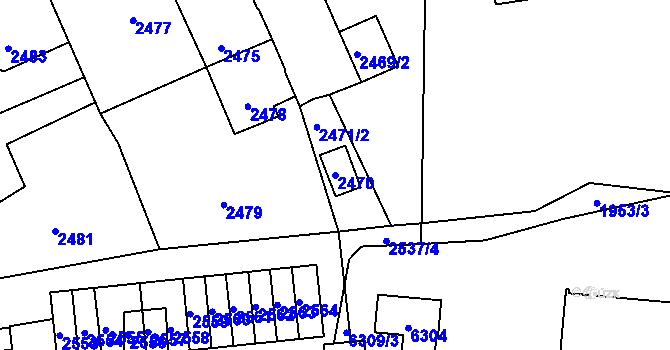 Parcela st. 2470 v KÚ Kročehlavy, Katastrální mapa