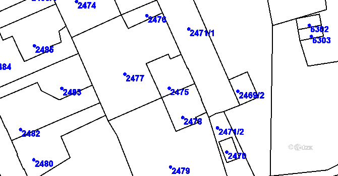 Parcela st. 2475 v KÚ Kročehlavy, Katastrální mapa