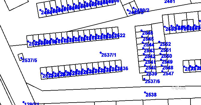 Parcela st. 2537/1 v KÚ Kročehlavy, Katastrální mapa