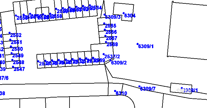 Parcela st. 2537/2 v KÚ Kročehlavy, Katastrální mapa