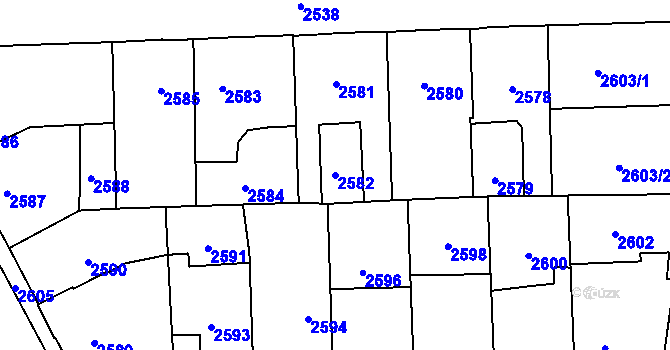Parcela st. 2582 v KÚ Kročehlavy, Katastrální mapa