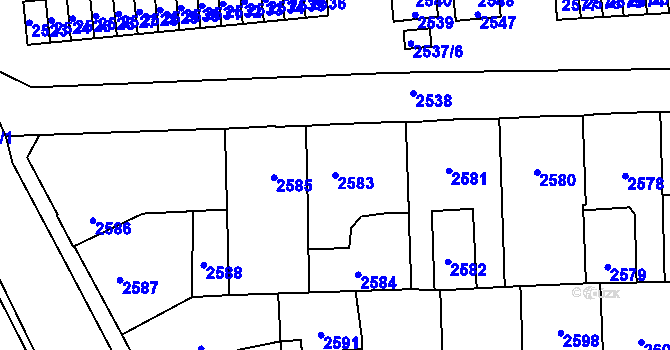 Parcela st. 2583 v KÚ Kročehlavy, Katastrální mapa