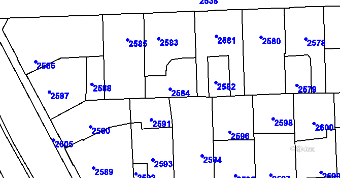 Parcela st. 2584 v KÚ Kročehlavy, Katastrální mapa